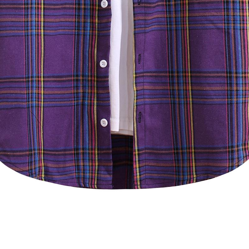 Leisure Fall Plaid Men Long Sleeves Hoodies Shirts