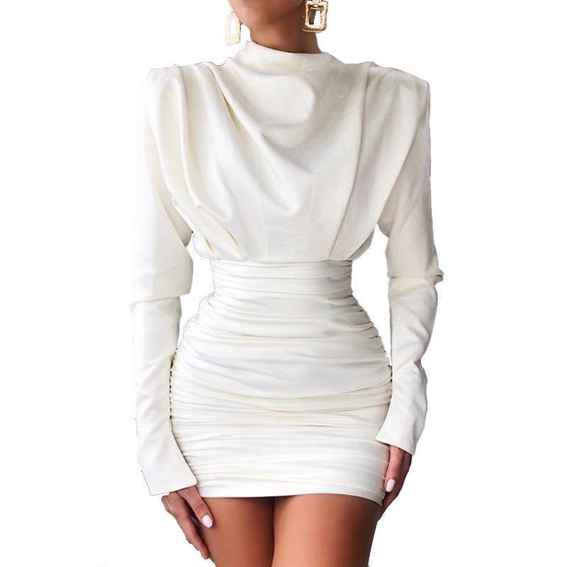 White Long Sleeves Sheath Short Dresses-STYLEGOING