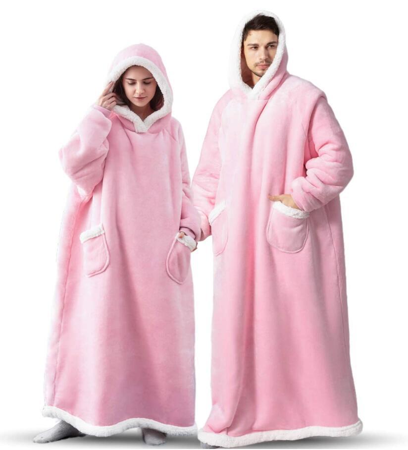 Winter Fleece Warm Long Hoodies Blanket