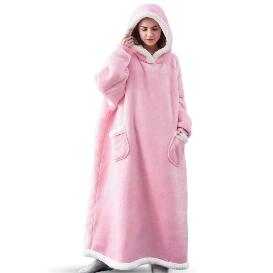 Winter Fleece Warm Long Hoodies Blanket