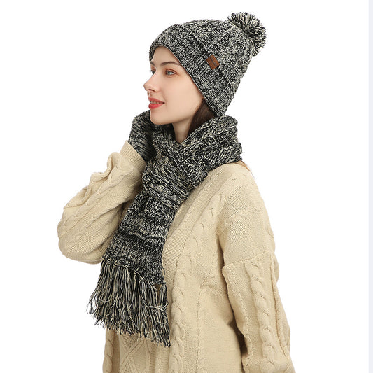 Women Winter Kntiting Colorful Hats&scarfs Sets