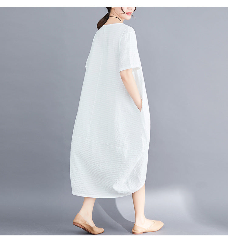 Ethnic Linen Plus Sizes Irregular Vintage Cozy Dresses