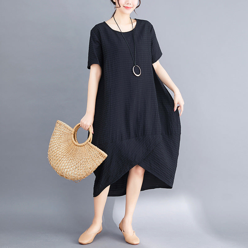 Ethnic Linen Plus Sizes Irregular Vintage Cozy Dresses