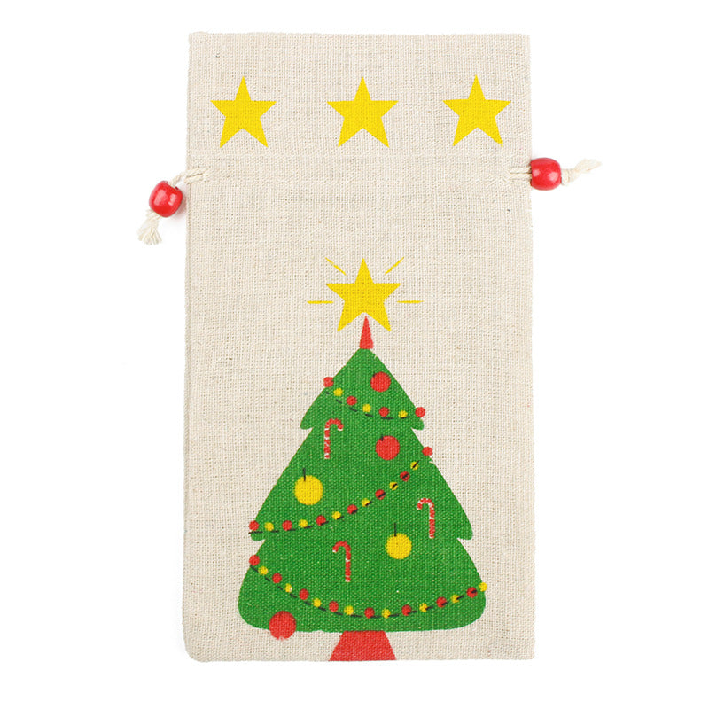 Merry Christmas Linen Strawing Storage Gift Bags