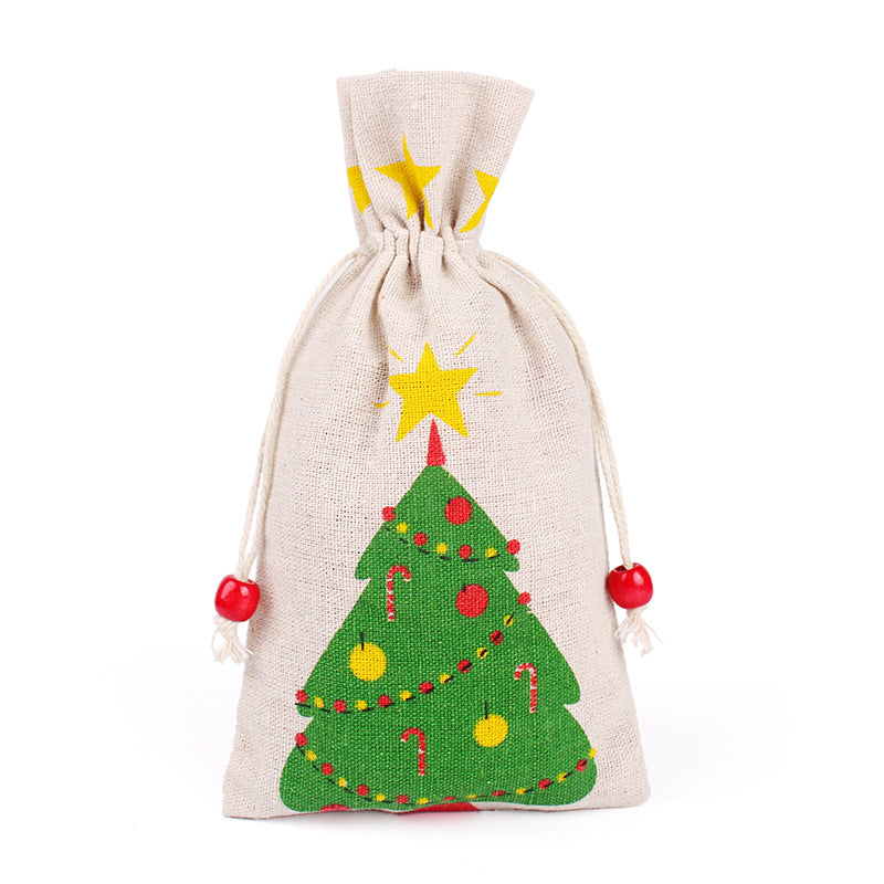 Merry Christmas Linen Strawing Storage Gift Bags