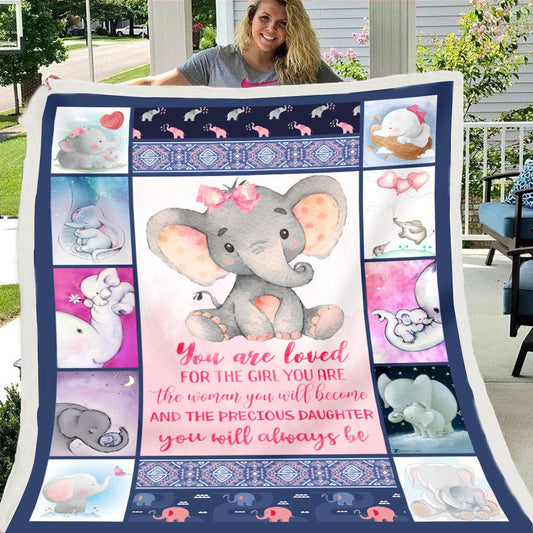 Mom to Daughter Elephant Print Fleece Blanket--Free Shipping at meselling99