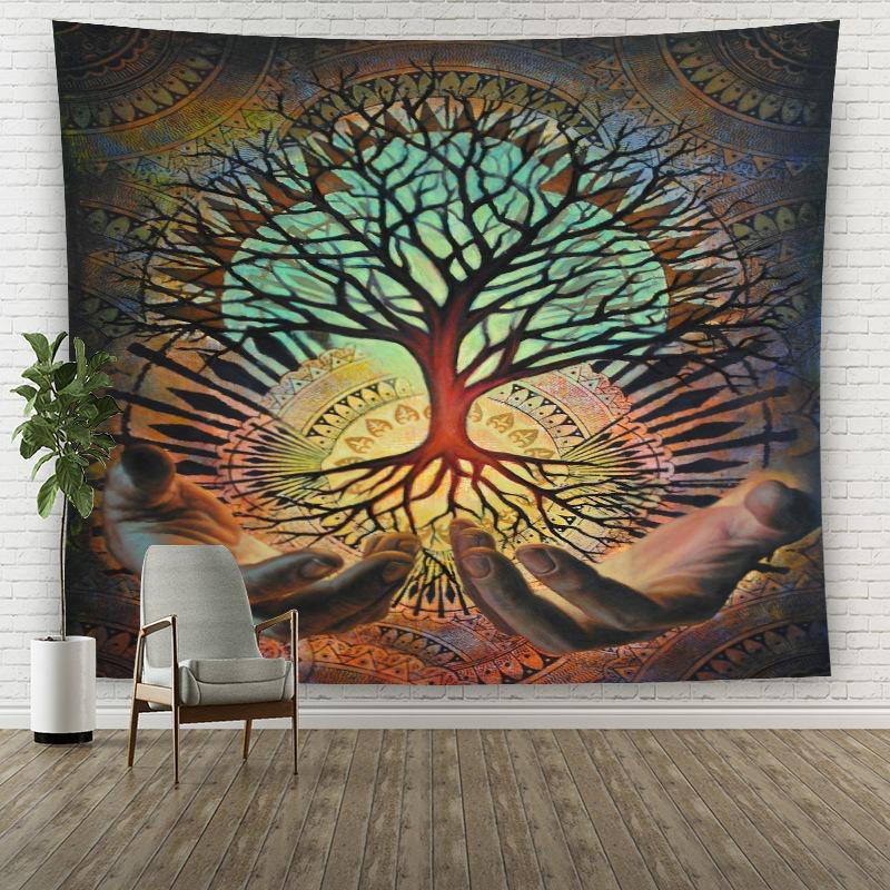 Painted Colorful Tree Home Decorative Hanging Wall Tapestry