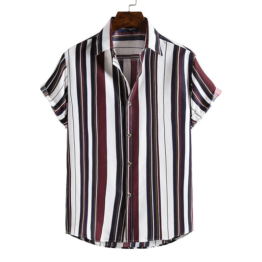 Men's Striped Short Sleeves Summer Beach T Shirts
