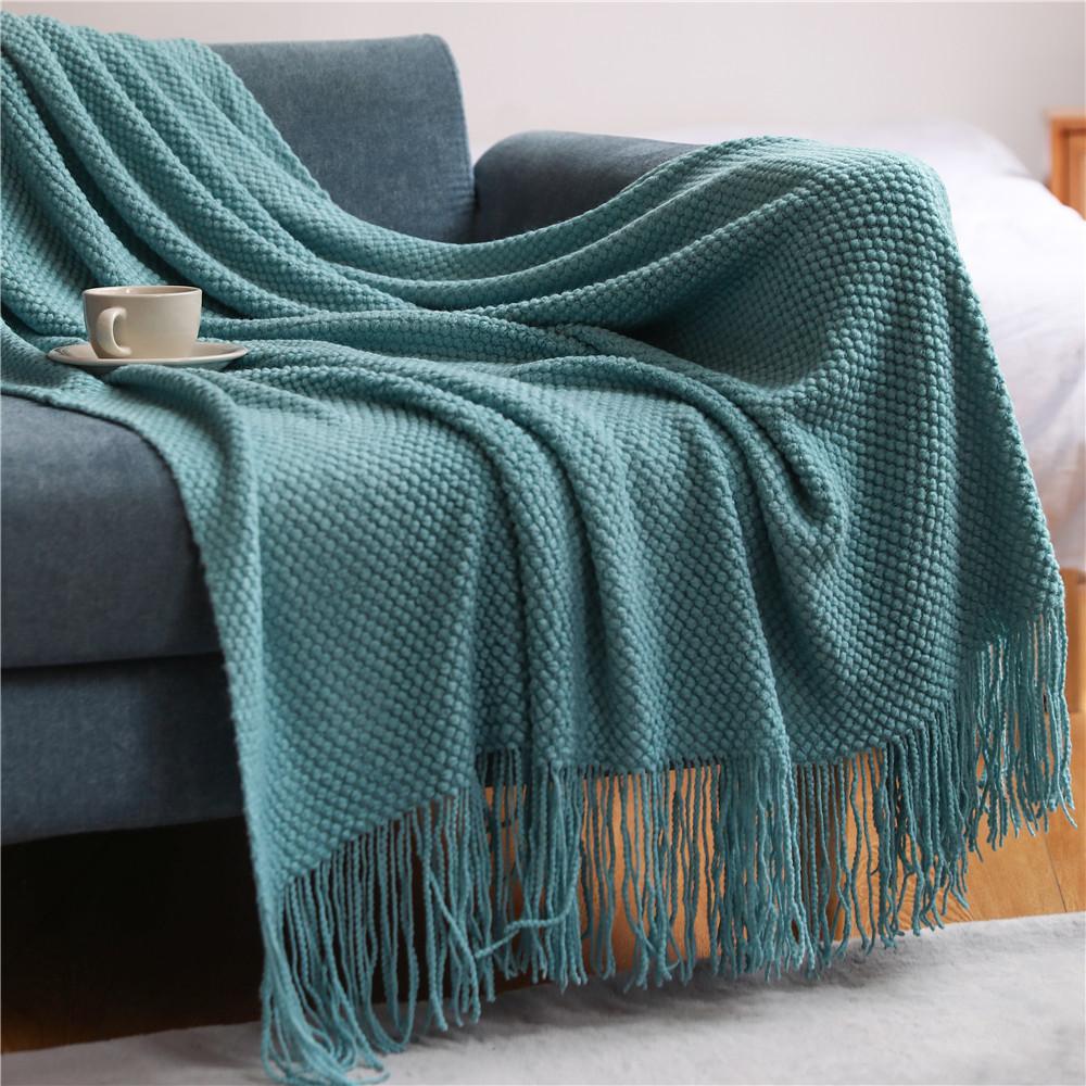 Knitting Pinapple Needle Blanket-Lake Green-127*152+10CM-Free Shipping at meselling99