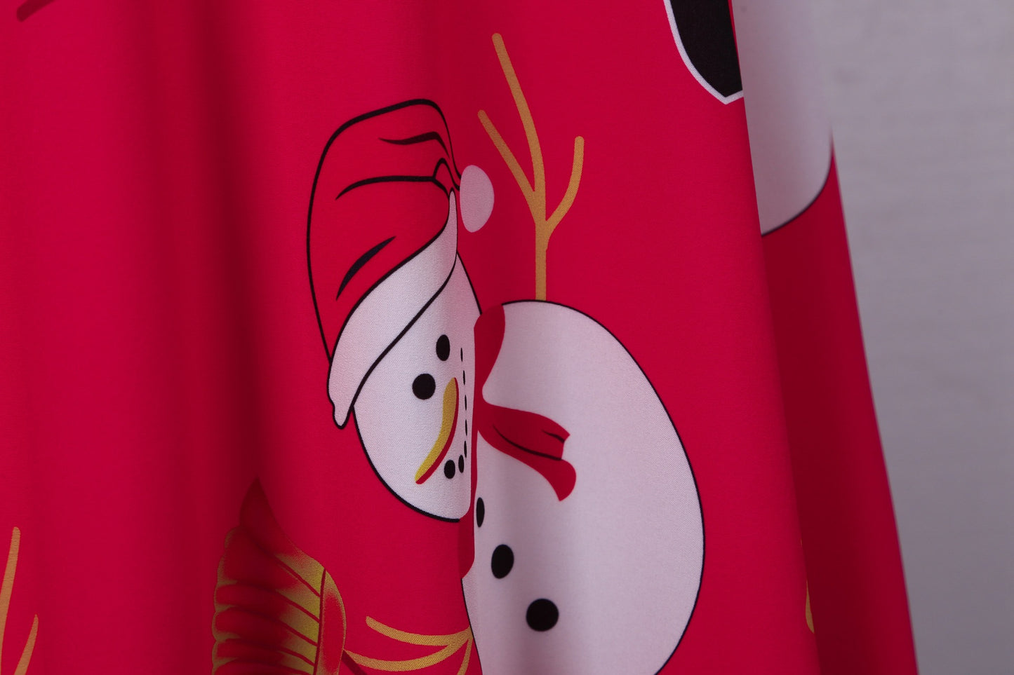 Vintage Christmas Snowman Print Long Sleeves Dresses