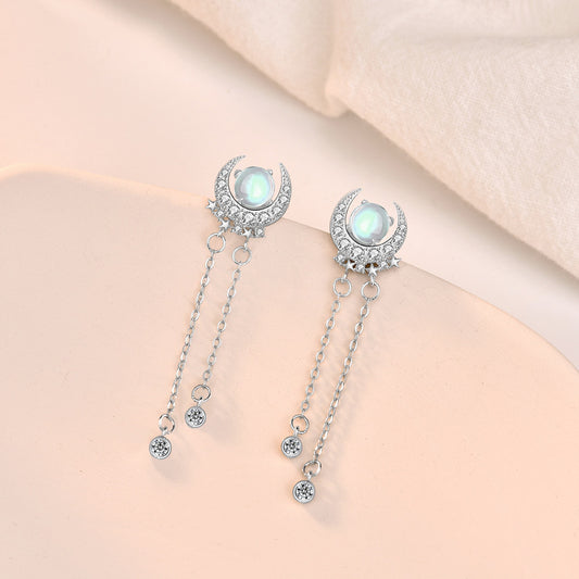 Fashion Moon&star Design Sliver Earring