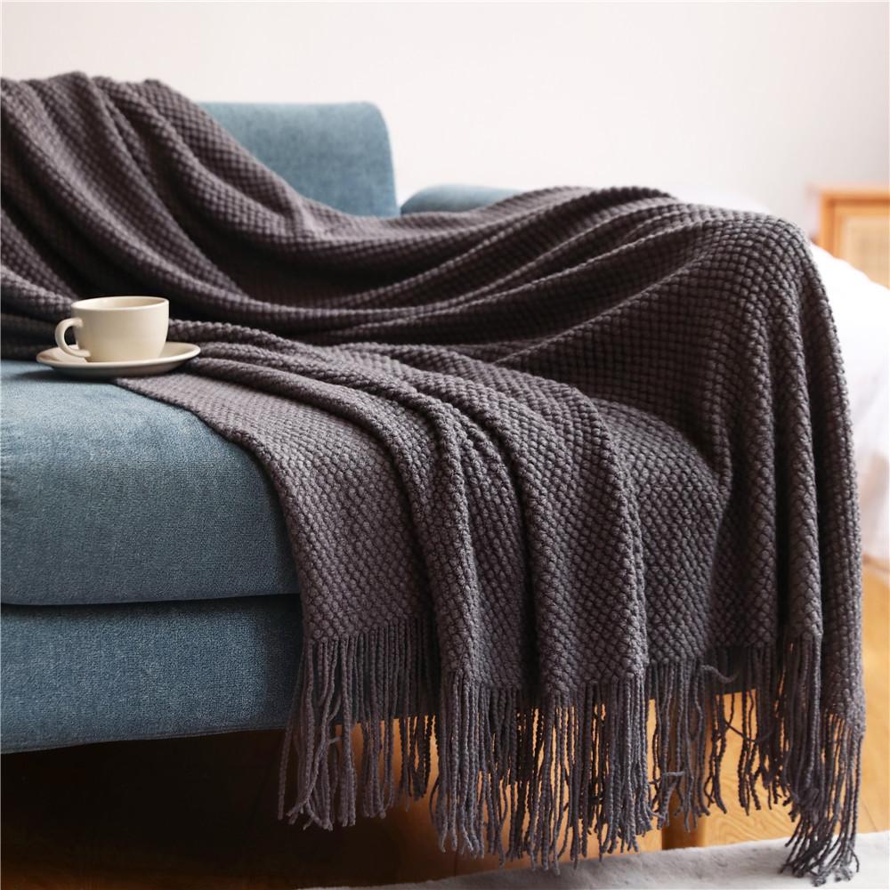 Knitting Pinapple Needle Blanket-Gray-127*152+10CM-Free Shipping at meselling99