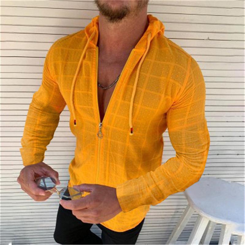 Casual Zipper Slim Long Sleeves Hoody Shirts for Men-STYLEGOING