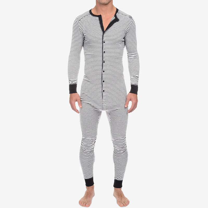 Casual Long Sleeves Jumpsuits Sleepwear for Men