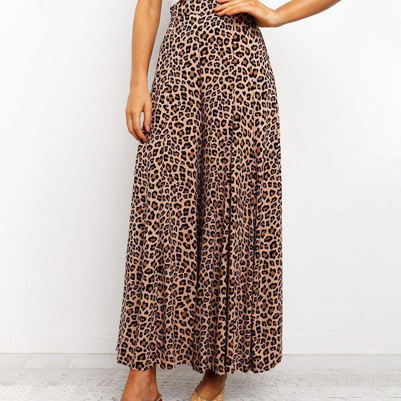 High Wasit Leopard Print Loose Long Pants-STYLEGOING