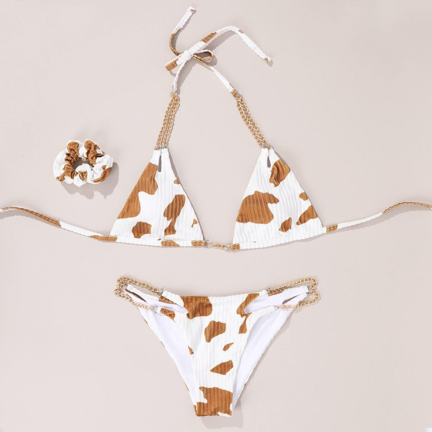 Women Sexy Backless Cow Print Swimwear-STYLEGOING