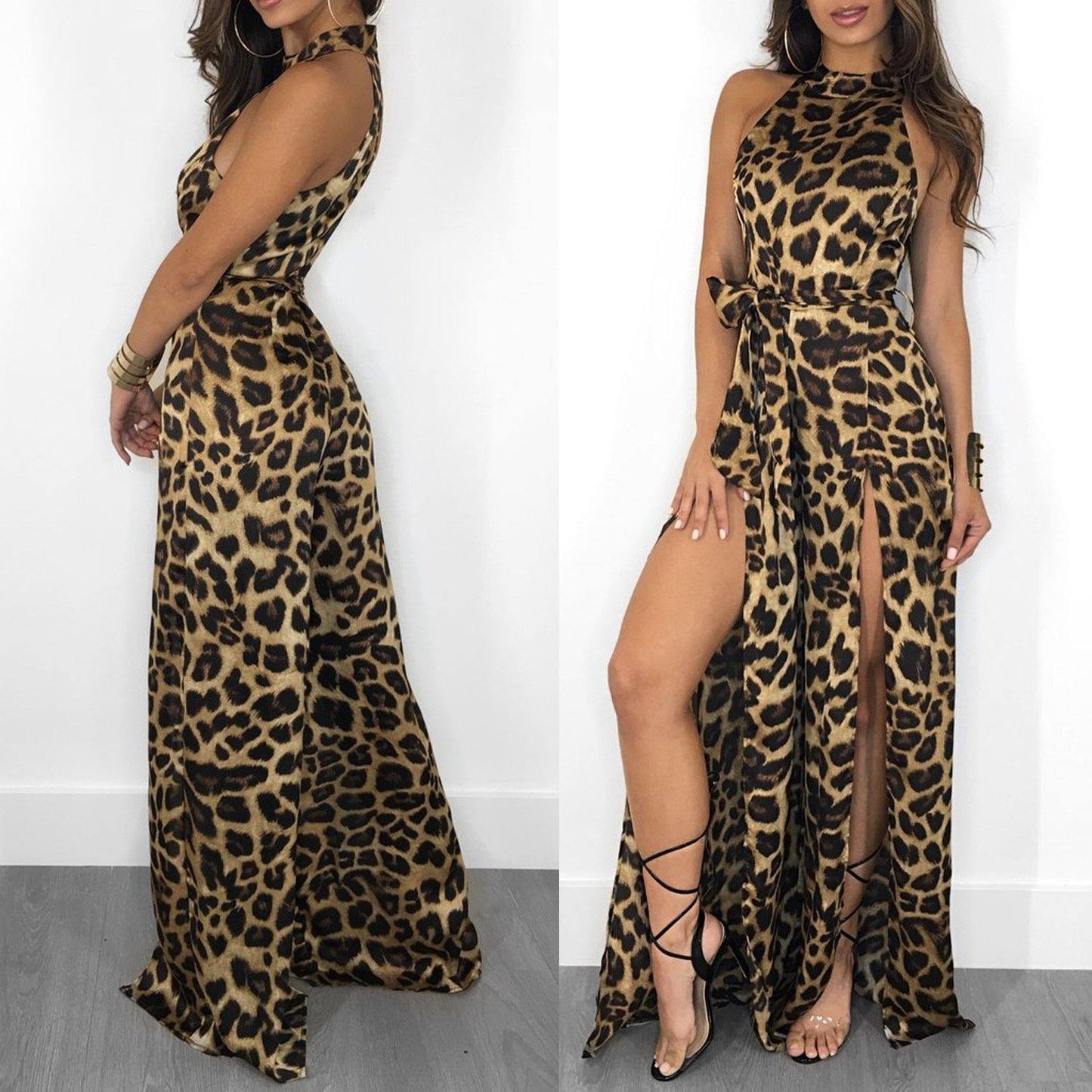 Sexy Leopard Print High Waist Jumpsuits-STYLEGOING