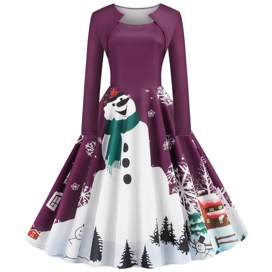 Vintage Square Neckline Long Sleeves Christmas Dresses