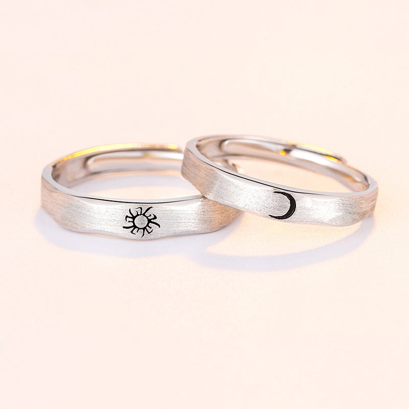 Fashion Moon&sun Design Open End Sliver His and Her Rings