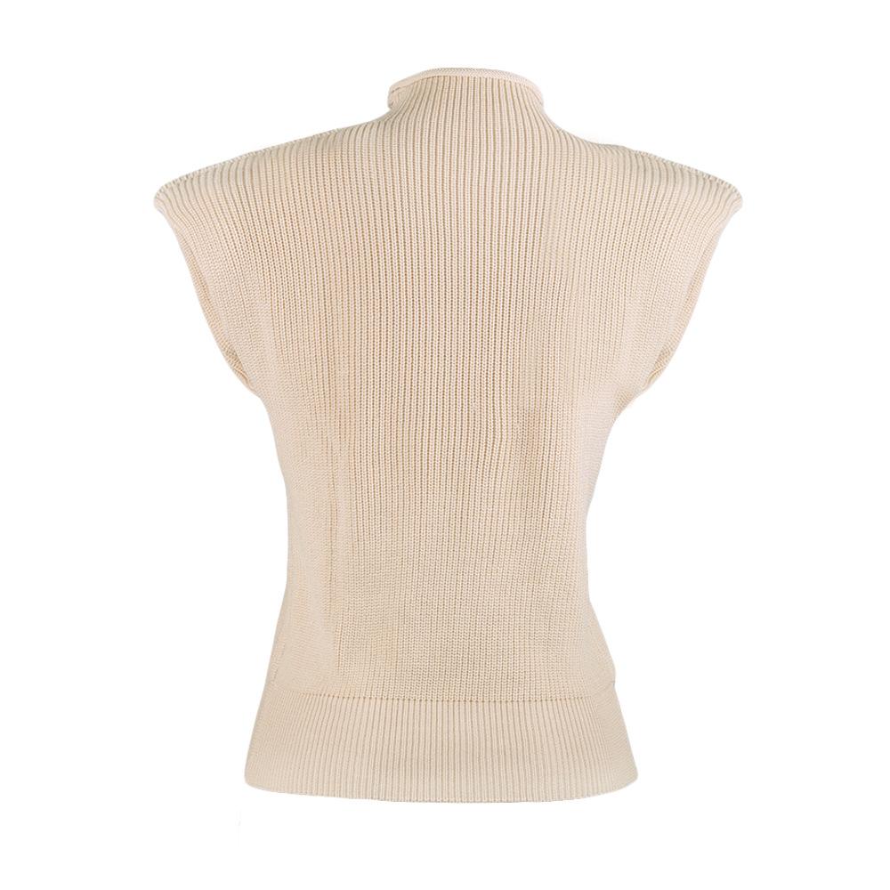 Women High Neck Sleeveless Knitting Top Sweaters