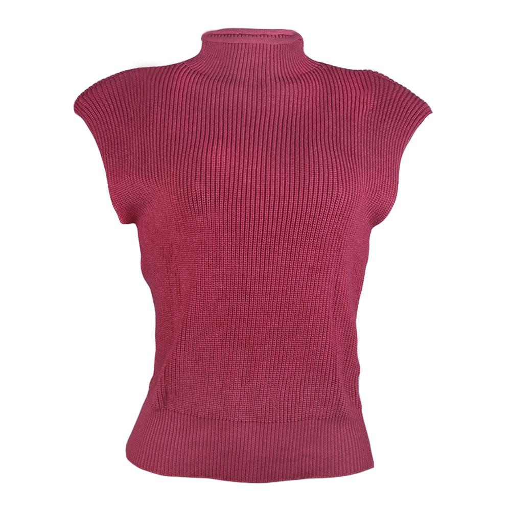 Women High Neck Sleeveless Knitting Top Sweaters