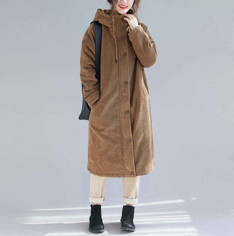 Women Plus Sizes Warm Overcoats with Hats