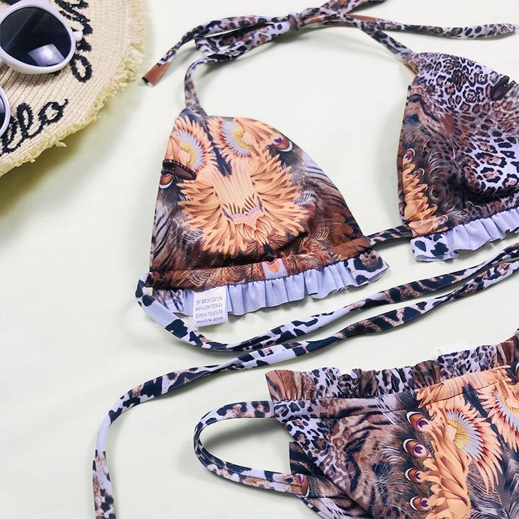Leopard Print 3pcs Bikini Swimwear-STYLEGOING