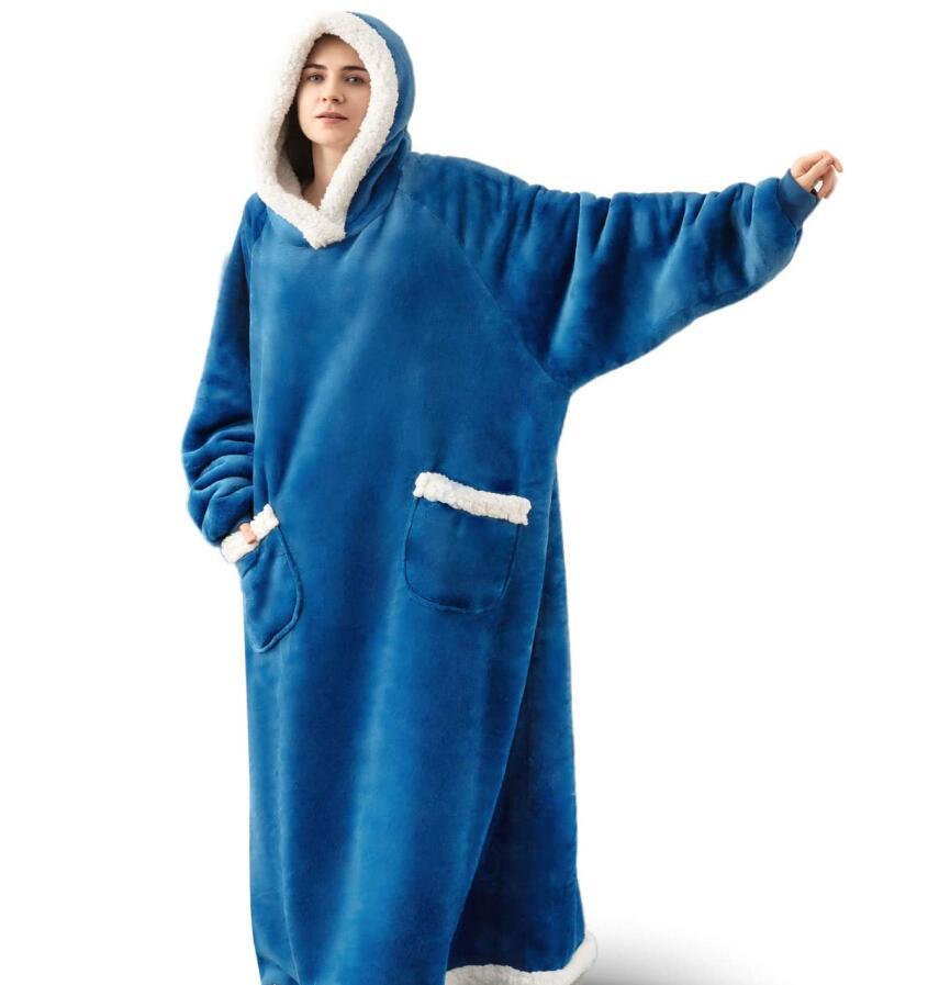 Winter Fleece Warm Long Hoodies Blanket