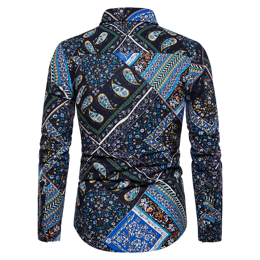 Ethnic Linen Plus Sizes Men's Long Sleeves Shirts