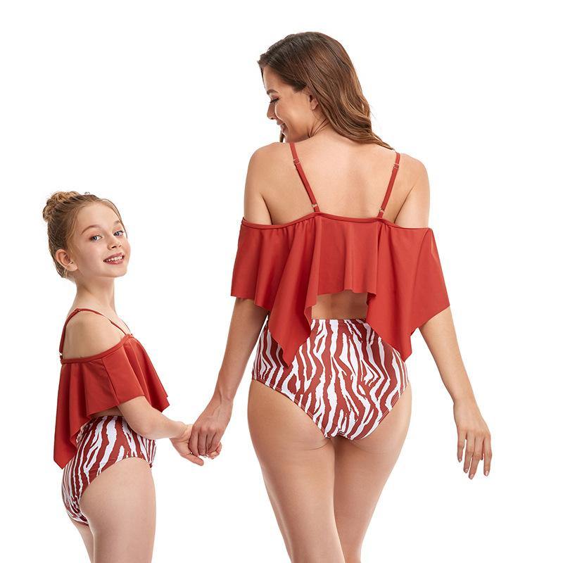 Summer Lotus Leaf Mom/daughter Swimsuit-STYLEGOING