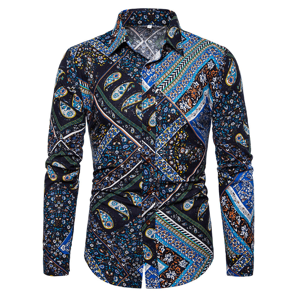 Ethnic Linen Plus Sizes Men's Long Sleeves Shirts