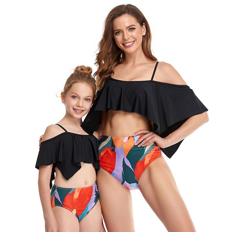 Summer Lotus Leaf Mom/daughter Swimsuit-STYLEGOING