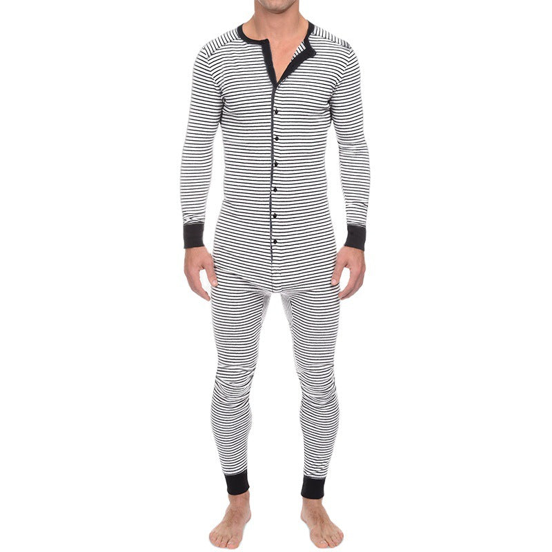 Casual Long Sleeves Jumpsuits Sleepwear for Men