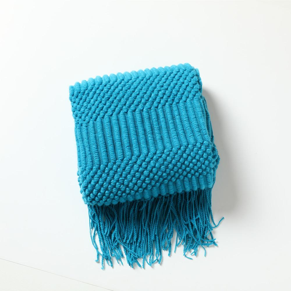 Soft Sofa Blanket with Tassels-Peacock Blue-127*152+12CM-Free Shipping at meselling99