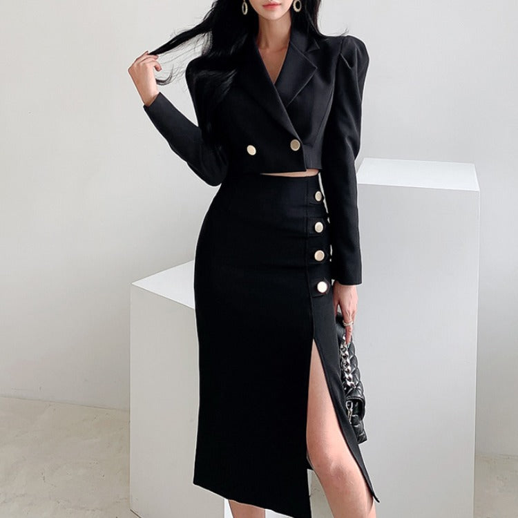 Spring Office Lady Two Pieces Blazer Dresses