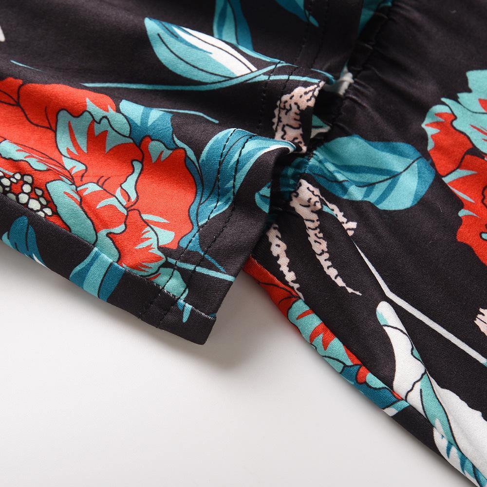 Little Foral Print Long Summer Beach Dresses-STYLEGOING