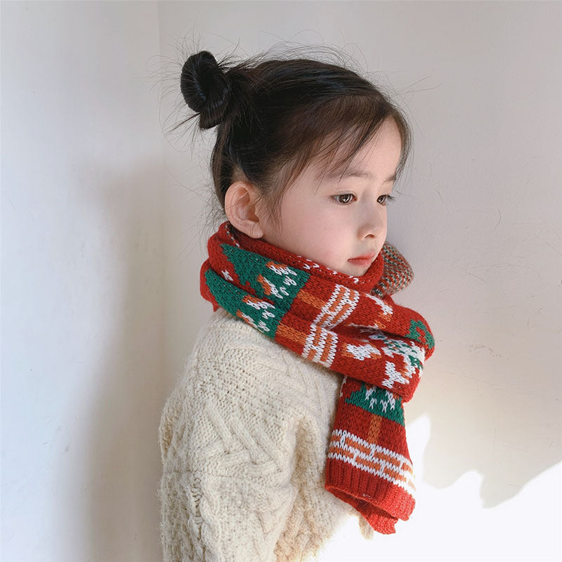 Merry Christmas Parent and Kids Knitted Warm Scarves