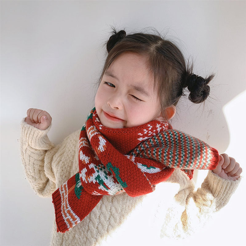 Merry Christmas Parent and Kids Knitted Warm Scarves