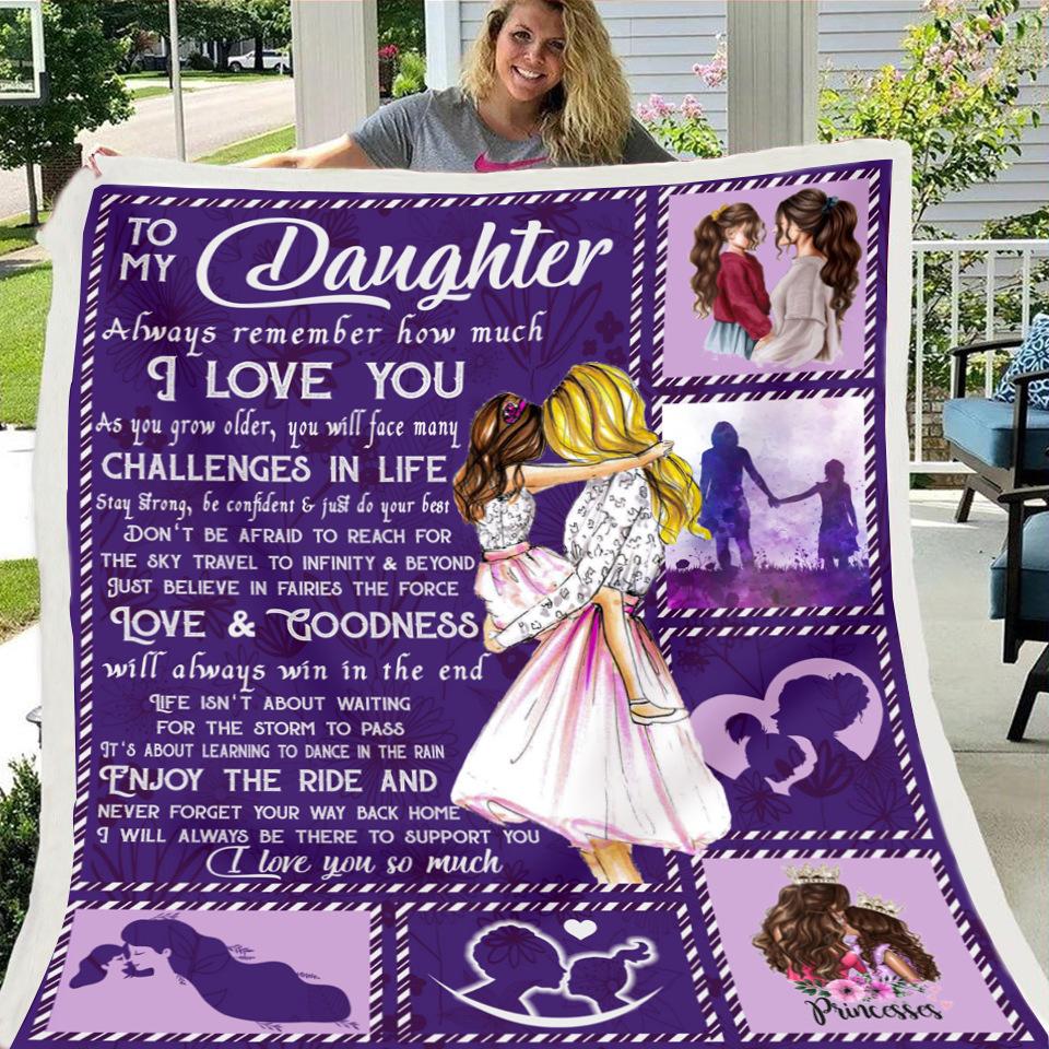 To My Daughter 3D Print Fleece Purple Blanket--Free Shipping at meselling99