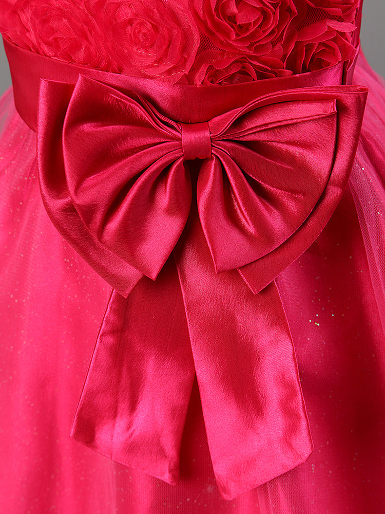 3D Rose Flower Princess Girls Dresses
