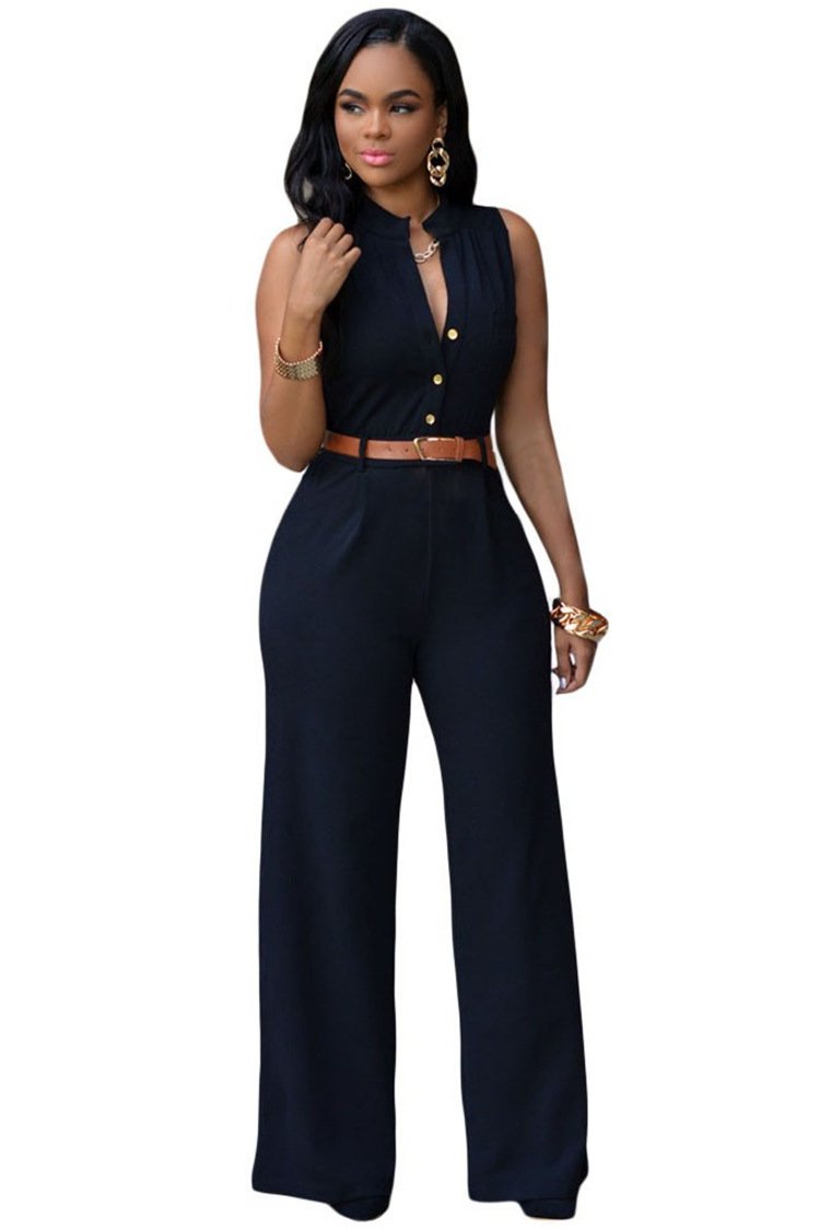 Sexy Pocket Jumsuits with Belt-STYLEGOING