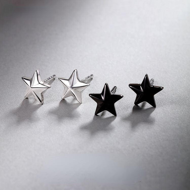 Cute Small Star Design Sliver Earrings Stud