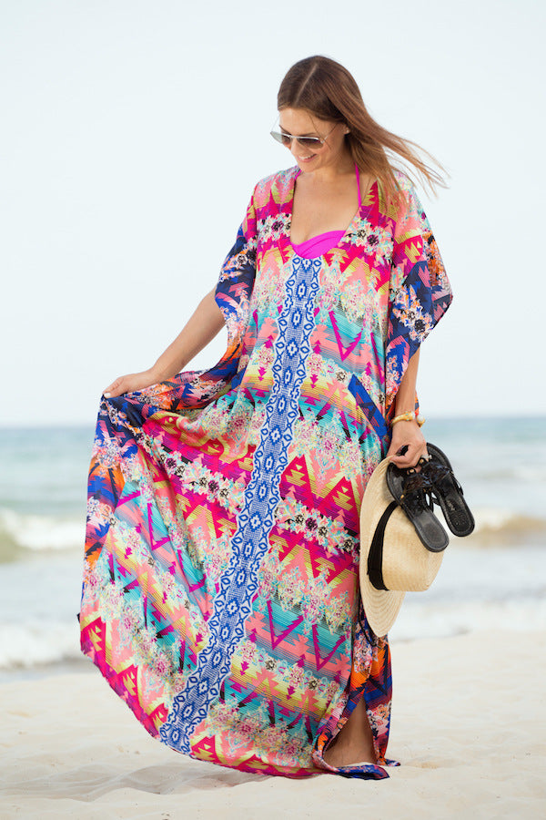 Summer Chiffon Floral Print  Beach Bikini Cover Ups