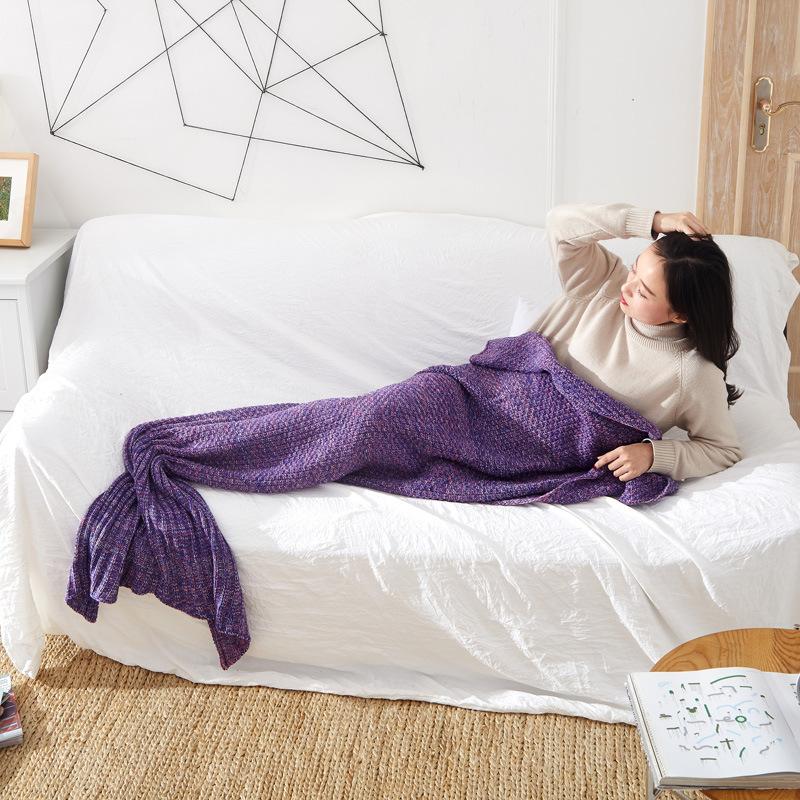 Knitting Mermaid Blanket-Dark Purple-80X180CM Adult-Free Shipping at meselling99