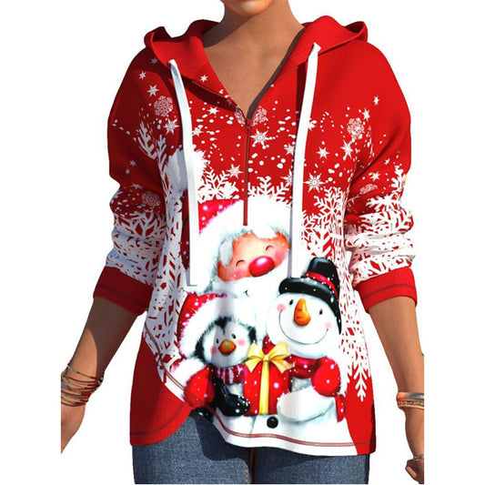 Christmas Red Snowma Zipper Hoodies