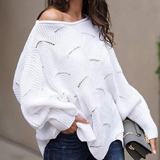Leisure One Shoulder Plus Sizes Women Knitted Sweaters