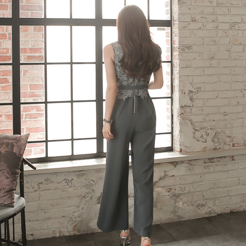 Sexy High Waist Sleeveless Lace Women Jumpsuits