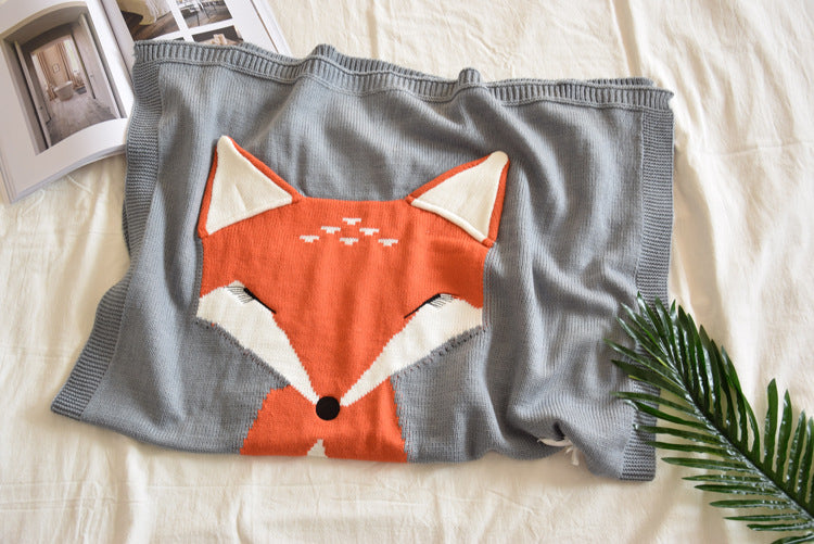 Cute Fox Design Kids Knitted Blankets