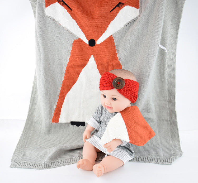 Cute Fox Design Kids Knitted Blankets