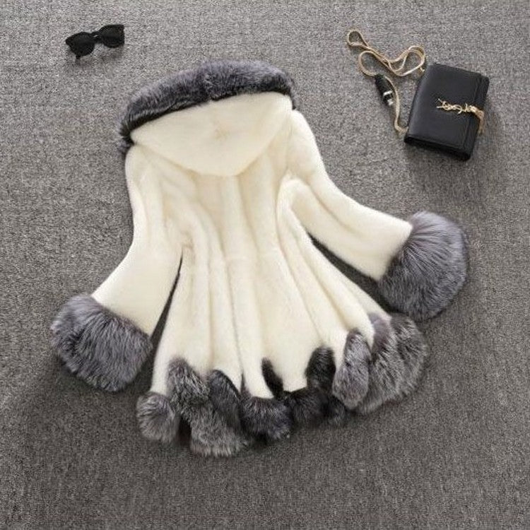 Artifical Fox Fur Plus Sizes Women Overcoat